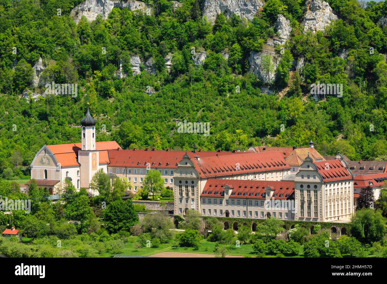 Monastero di Beuron, Parco Naturale dell'Alto Danubio, Giura Svevo, Baden-Württemberg, Germania Foto Stock