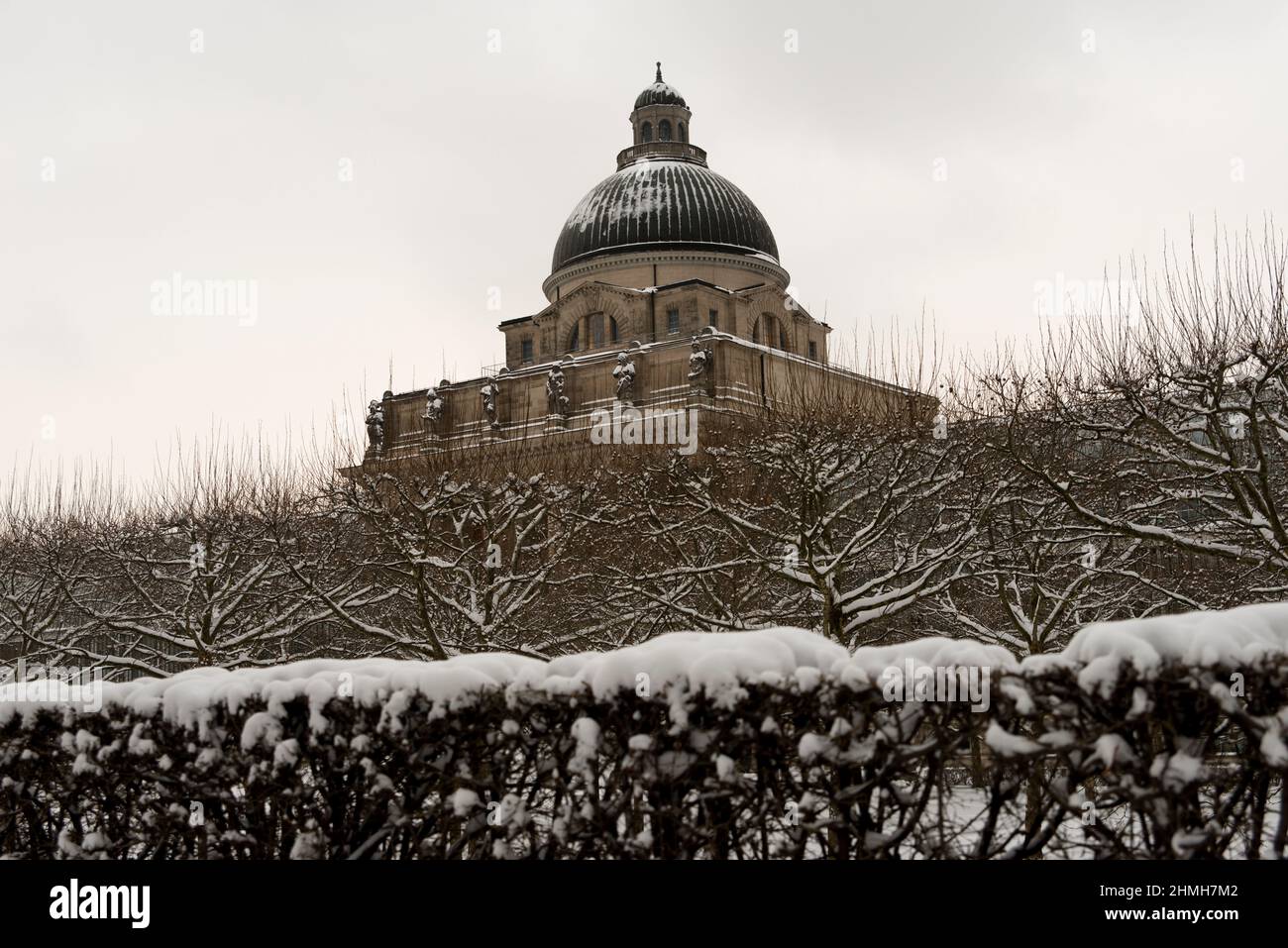 Cancelleria di Stato bavarese, Monaco, Hofgarten, scatto all'aperto in inverno Foto Stock