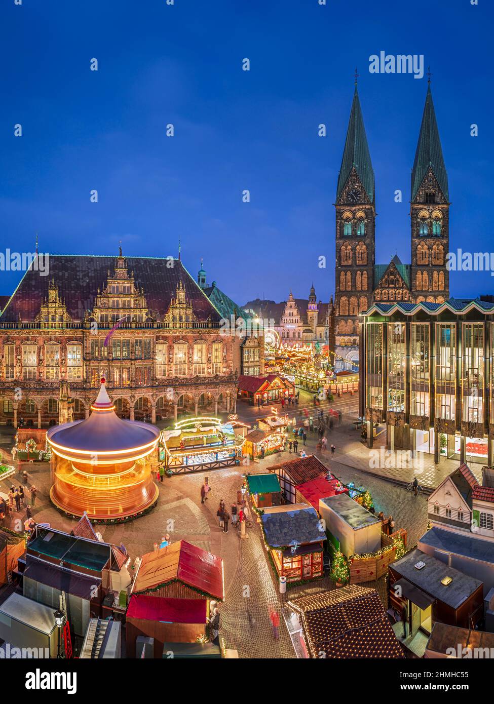 Mercatino di Natale a Brema, Germania di notte Foto Stock