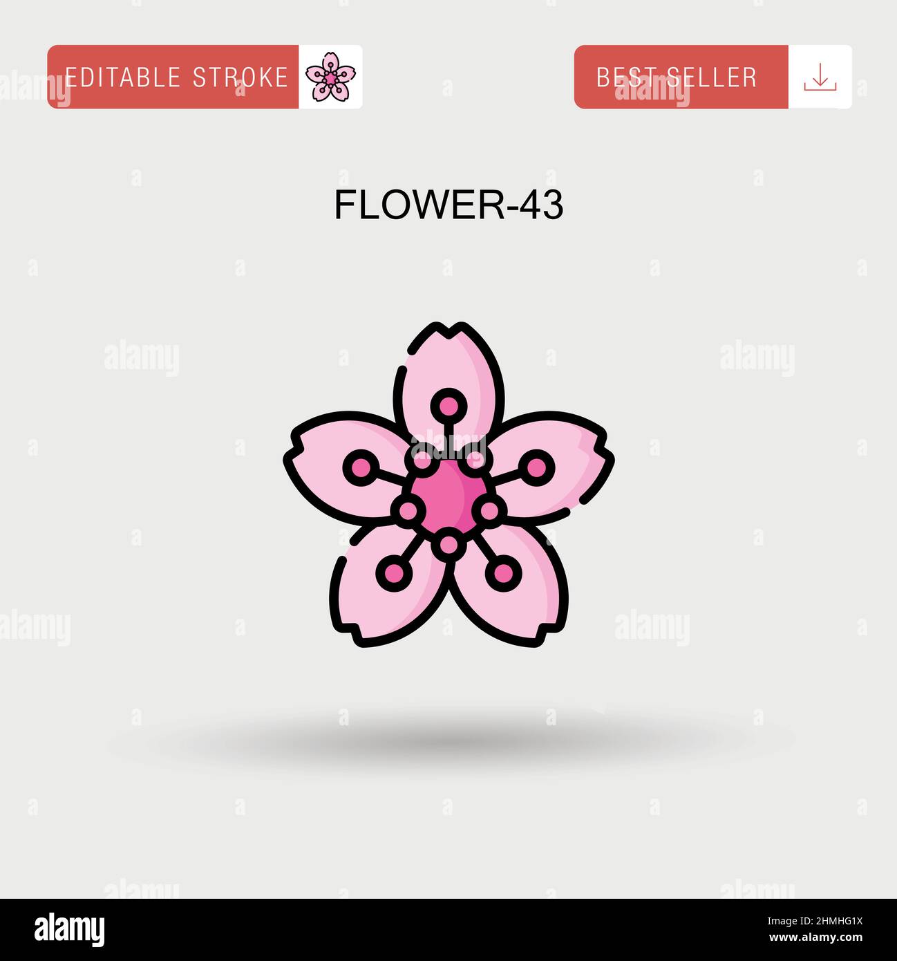 Flower-43 icona vettoriale semplice. Illustrazione Vettoriale