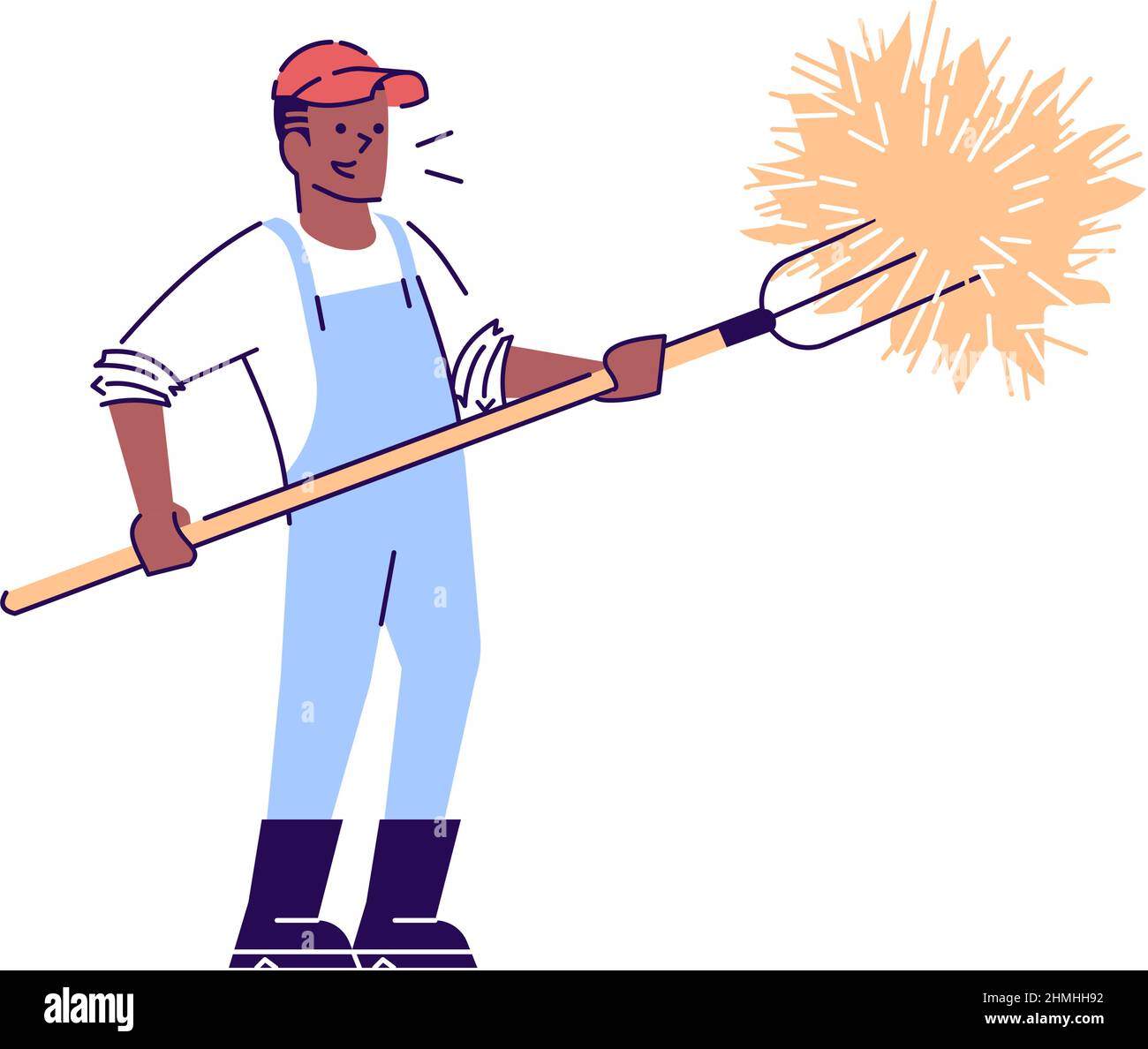 Illustrazione vettoriale colore RGB semi-piatto di routine quotidiana dell'agricoltore Illustrazione Vettoriale