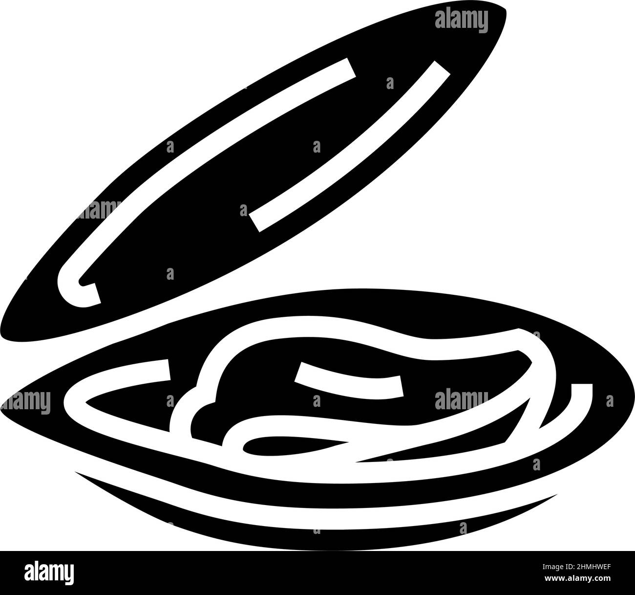 illustrazione vettoriale dell'icona del glifo della shell aperta Illustrazione Vettoriale