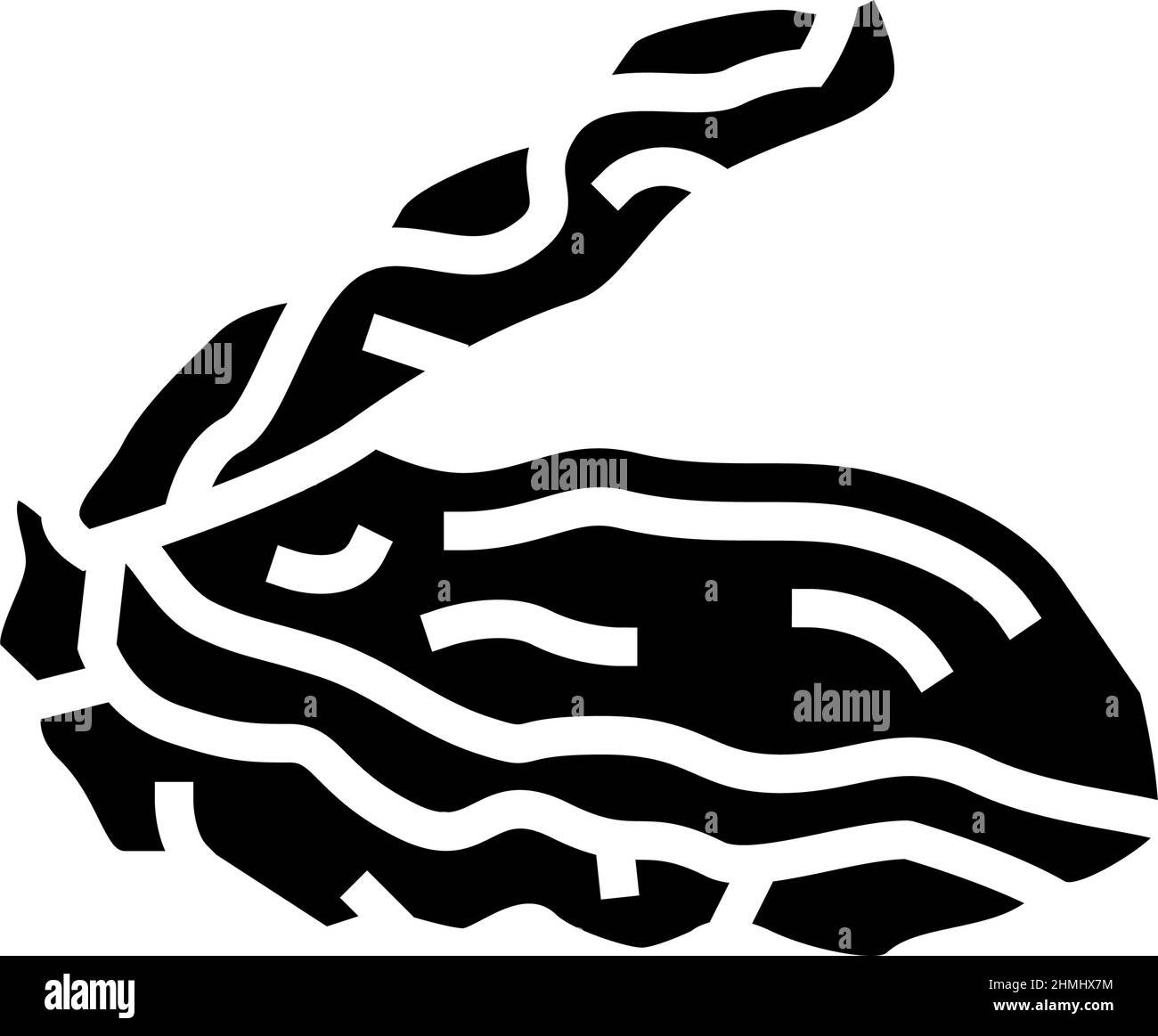 oyster ha aperto l'illustrazione vettoriale dell'icona glifo della shell Illustrazione Vettoriale