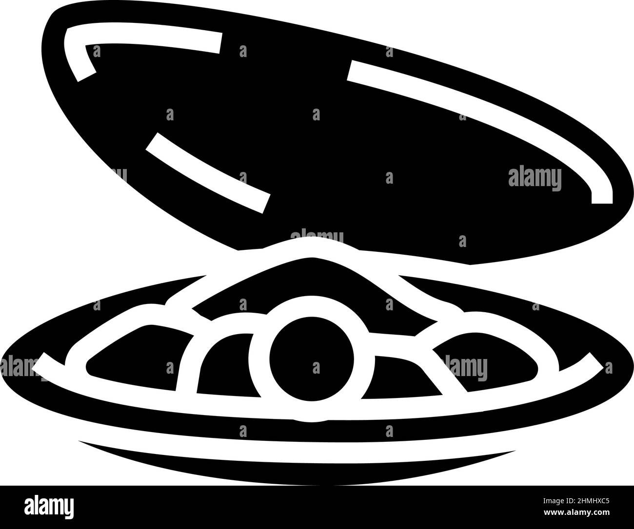 illustrazione del vettore dell'icona glifo della shell dell'ostrica perla Illustrazione Vettoriale