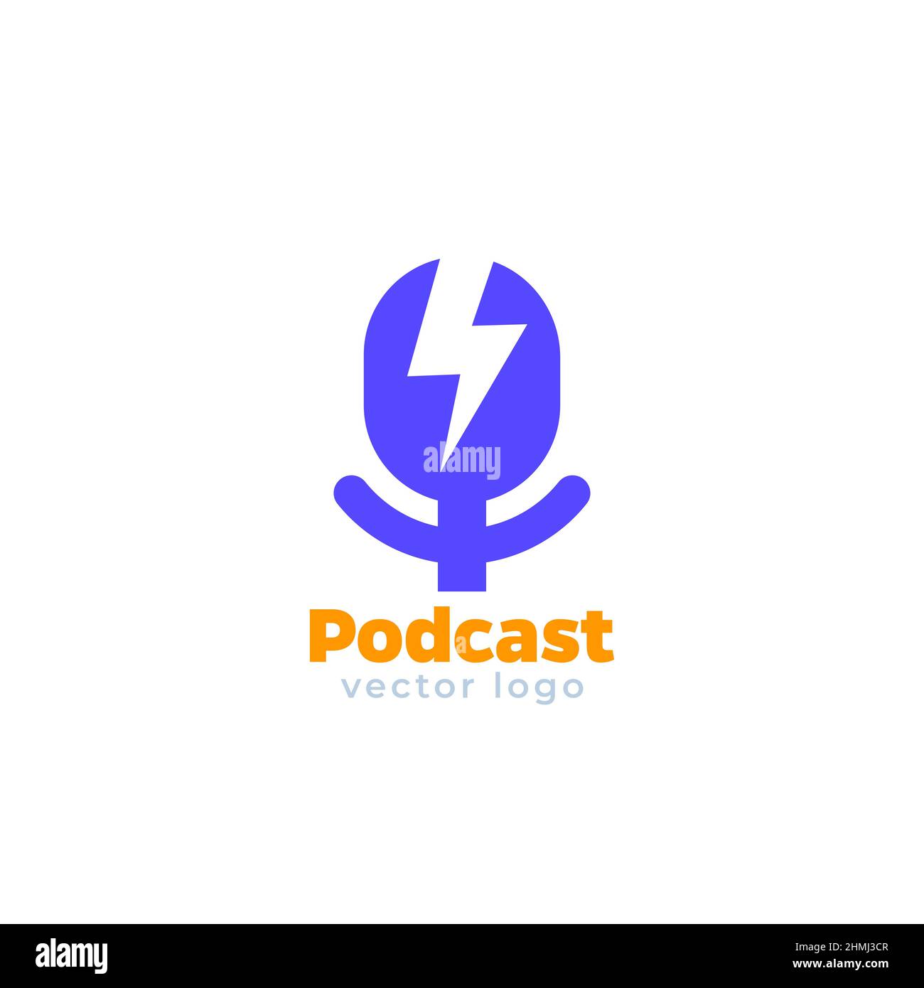 podcast logo design con un mike, vettore Illustrazione Vettoriale