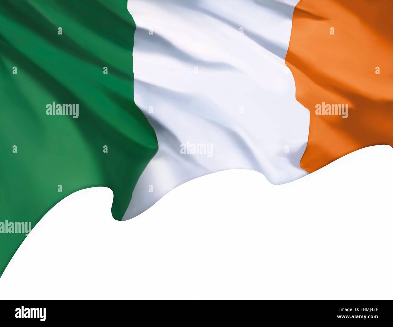 Bandiera d'onda colorata d'Irlanda, tricolore Foto Stock