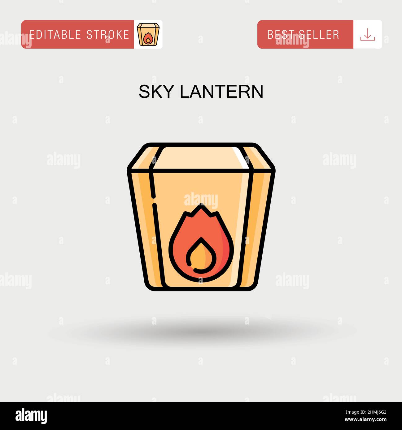 Icona vettoriale semplice della lanterna del cielo. Illustrazione Vettoriale