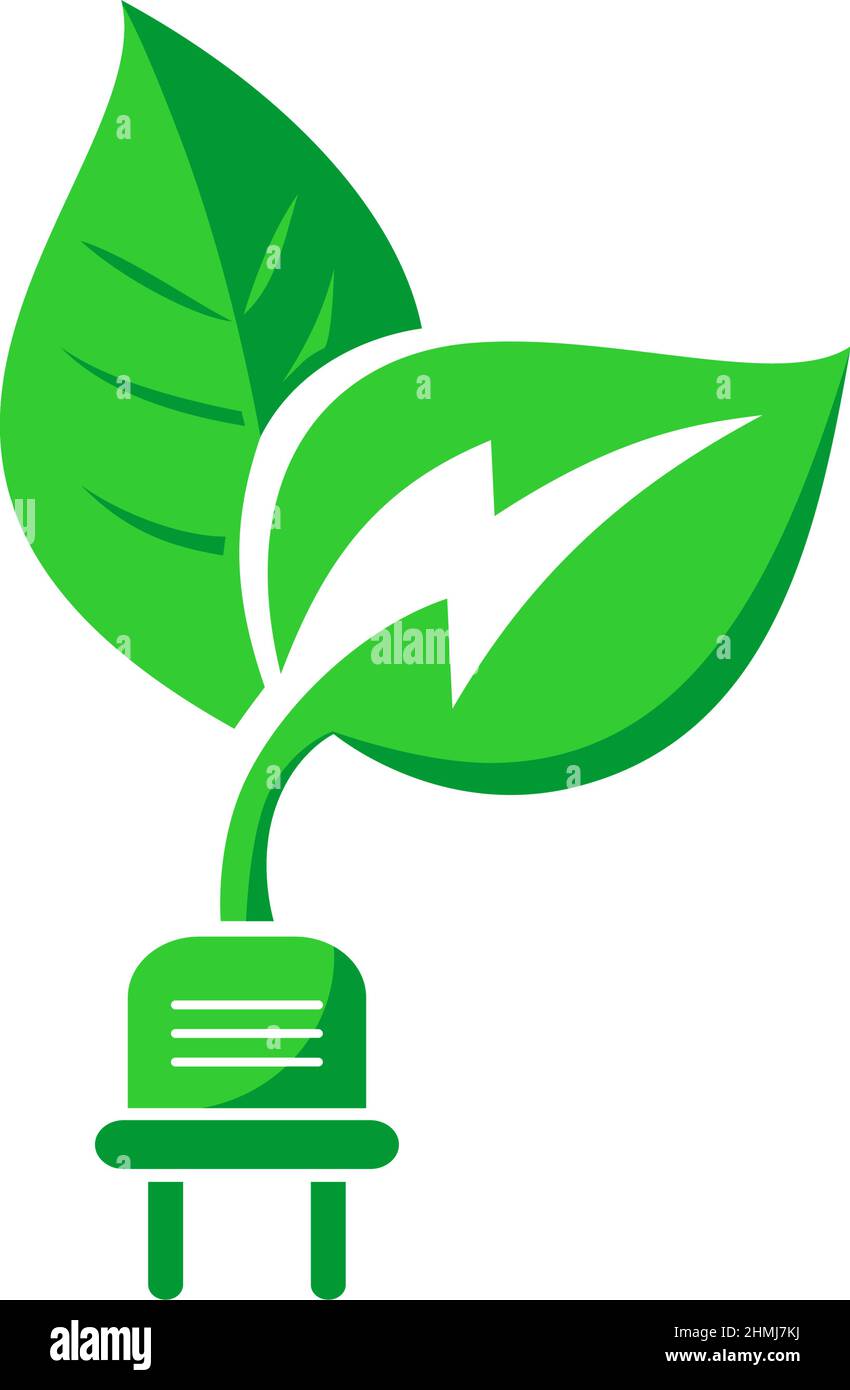 Logo verde Clean Energy. Transizione energetica verde. Conservazione dell'ambiente. Vettore su sfondo trasparente Illustrazione Vettoriale