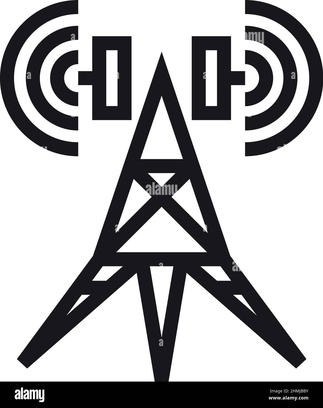 Icona dell'antenna di trasmissione. Torre metallica per la trasmissione del segnale Illustrazione Vettoriale