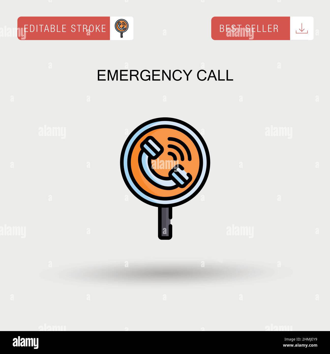 Icona vettore semplice chiamata di emergenza. Illustrazione Vettoriale