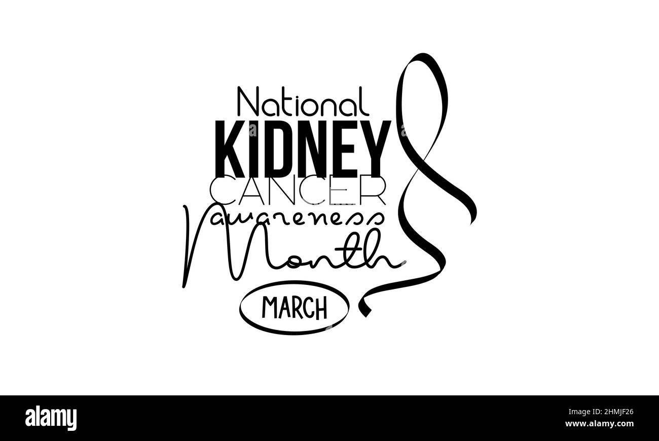 National Kidney Cancer Awareness mese. Modello vettoriale di concetto calligraphy di spazzola di consapevolezza di salute per il banner, la scheda, il poster, lo sfondo. Illustrazione Vettoriale