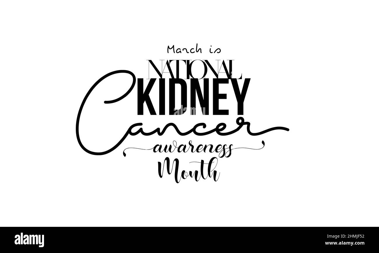 National Kidney Cancer Awareness mese. Modello vettoriale di concetto calligraphy di spazzola di consapevolezza di salute per il banner, la scheda, il poster, lo sfondo. Illustrazione Vettoriale