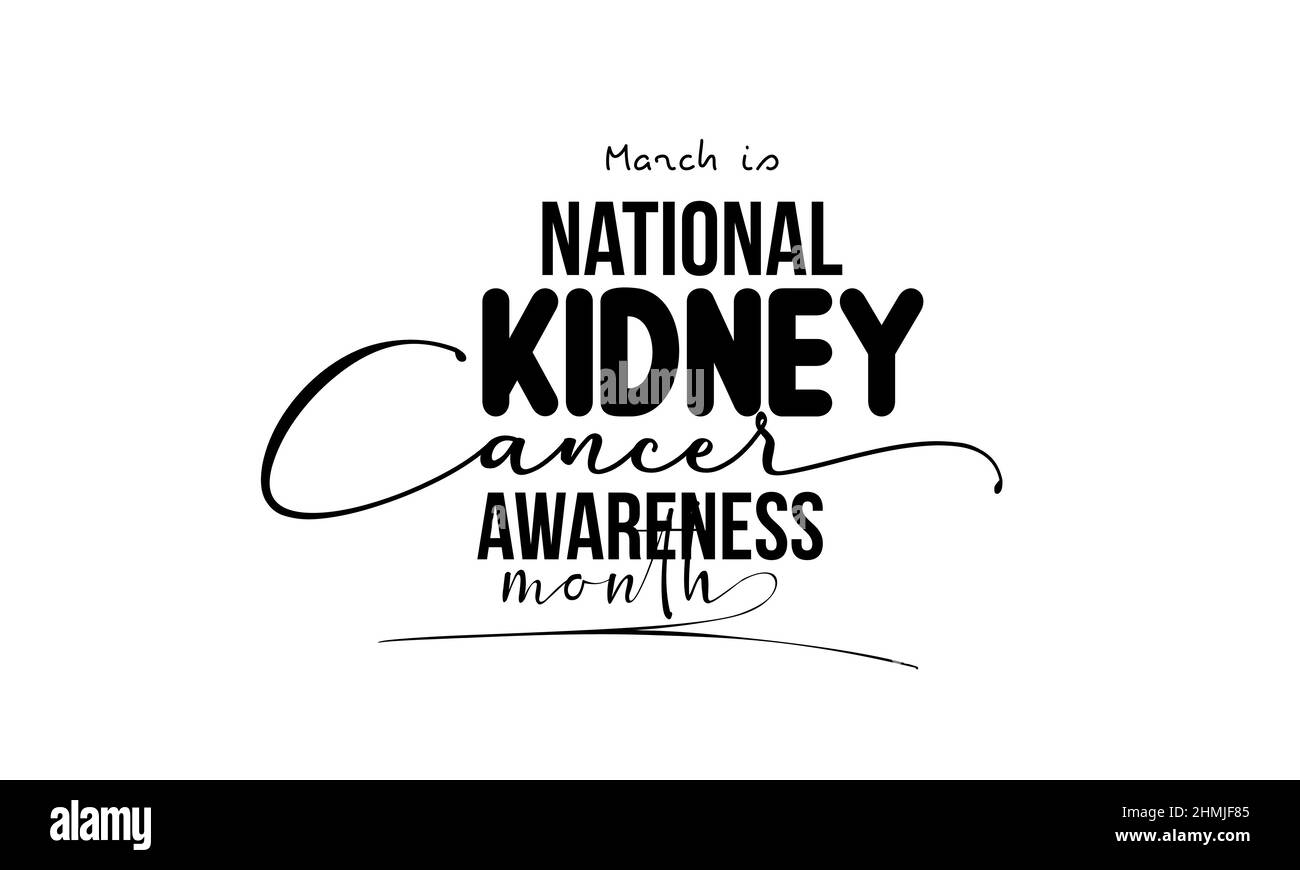 National Kidney Cancer Awareness mese. Modello vettoriale di concetto calligraphy di spazzola di consapevolezza di salute per il banner, la scheda, il poster, lo sfondo. Illustrazione Vettoriale