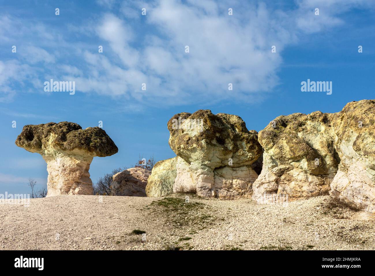 Il fenomeno naturale funghi di pietra si trova nella montagna di Rhodopi, Bulgaria Foto Stock