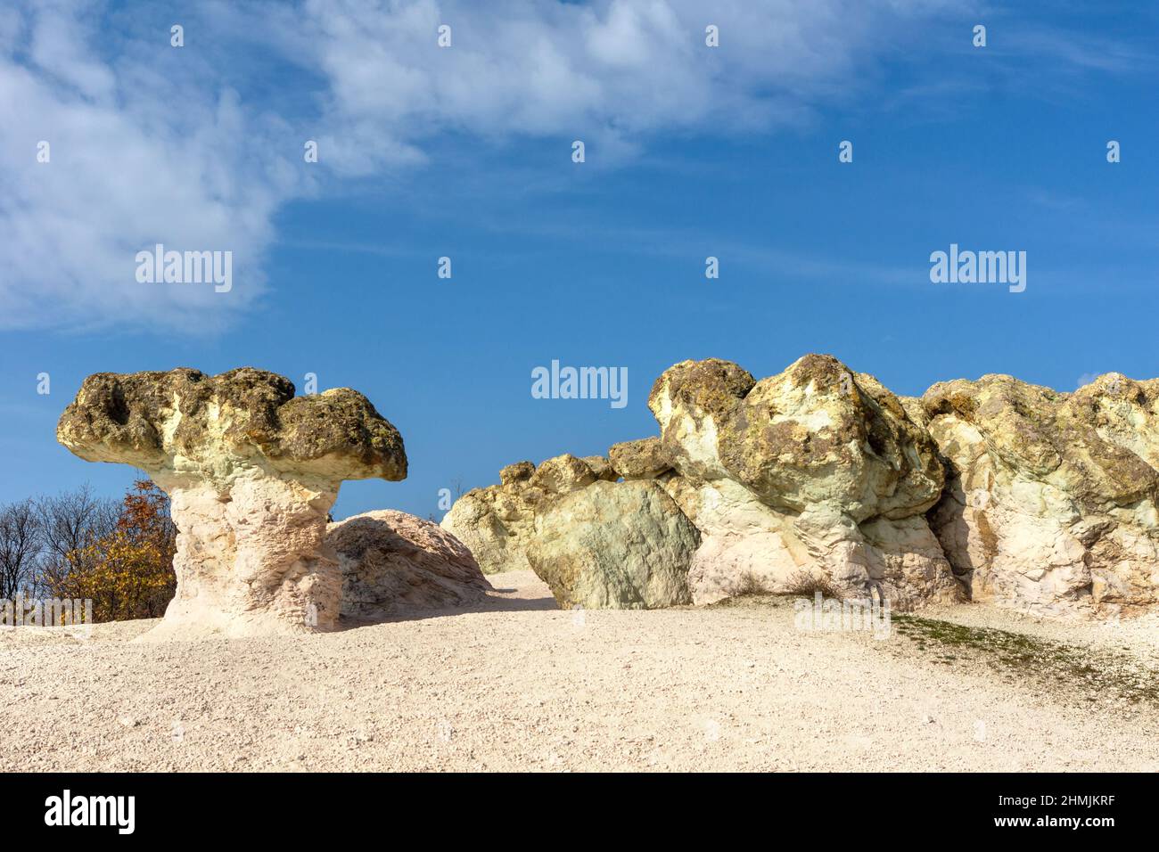 Il fenomeno naturale funghi di pietra si trova nella montagna di Rhodopi, Bulgaria Foto Stock