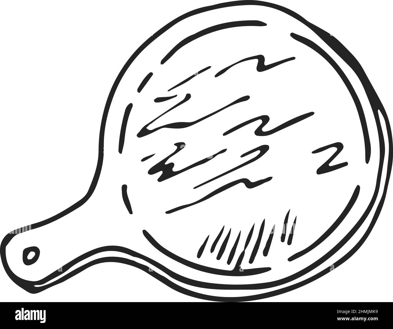 Tagliere in stile disegno a mano. Utensili da cucina in legno Illustrazione Vettoriale