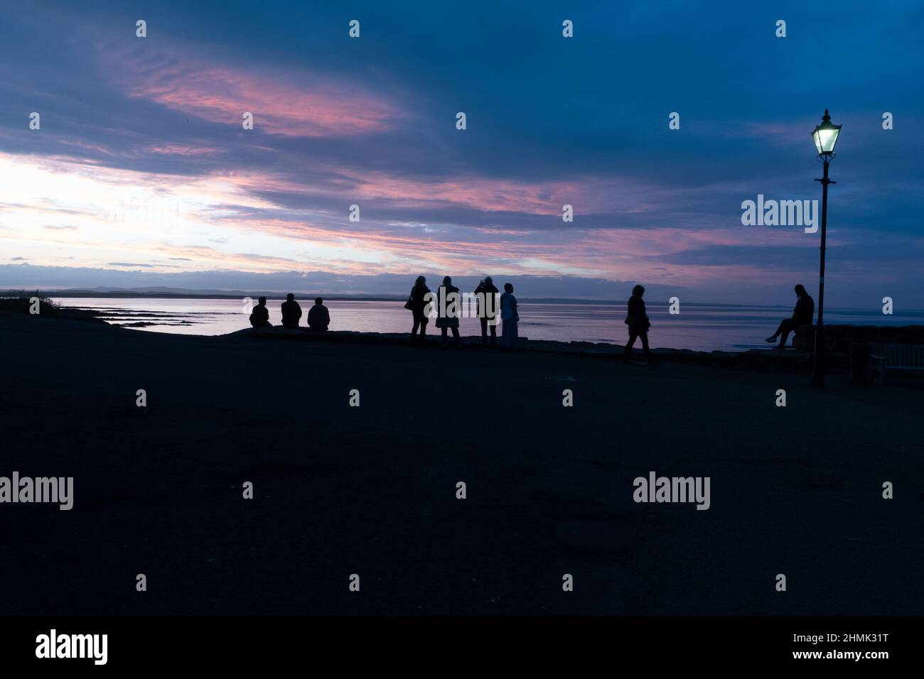 Tramonto sul porto di St Andrews Fife Scozia Foto Stock