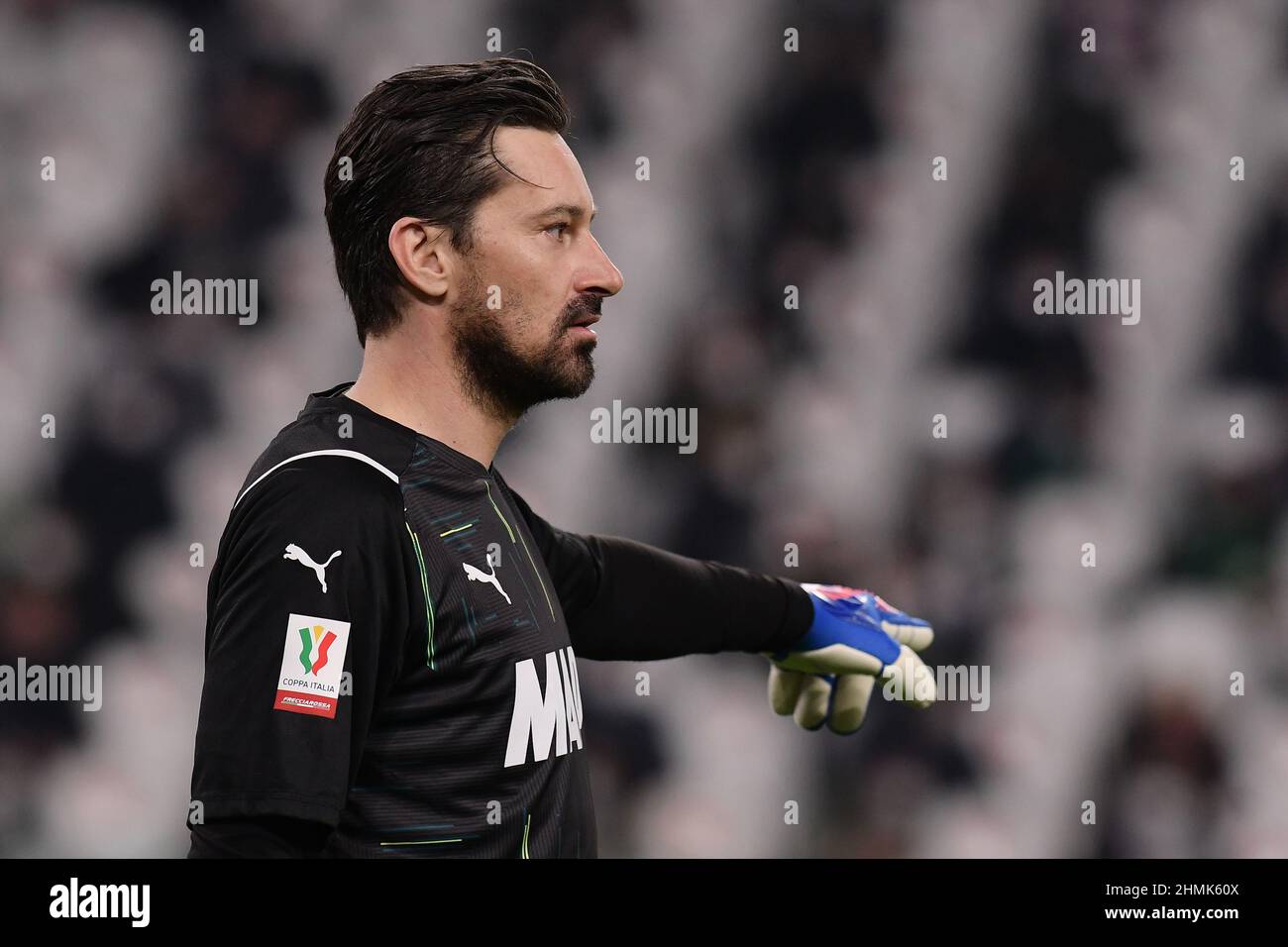 Gianluca Pegolo di US Sassuolo si presenta durante la gara di Coppa Italia 2021/22 tra Juventus FC e US Sassuolo allo Stadio Allianz il 10 febbraio 2022 a Torino Foto Stock