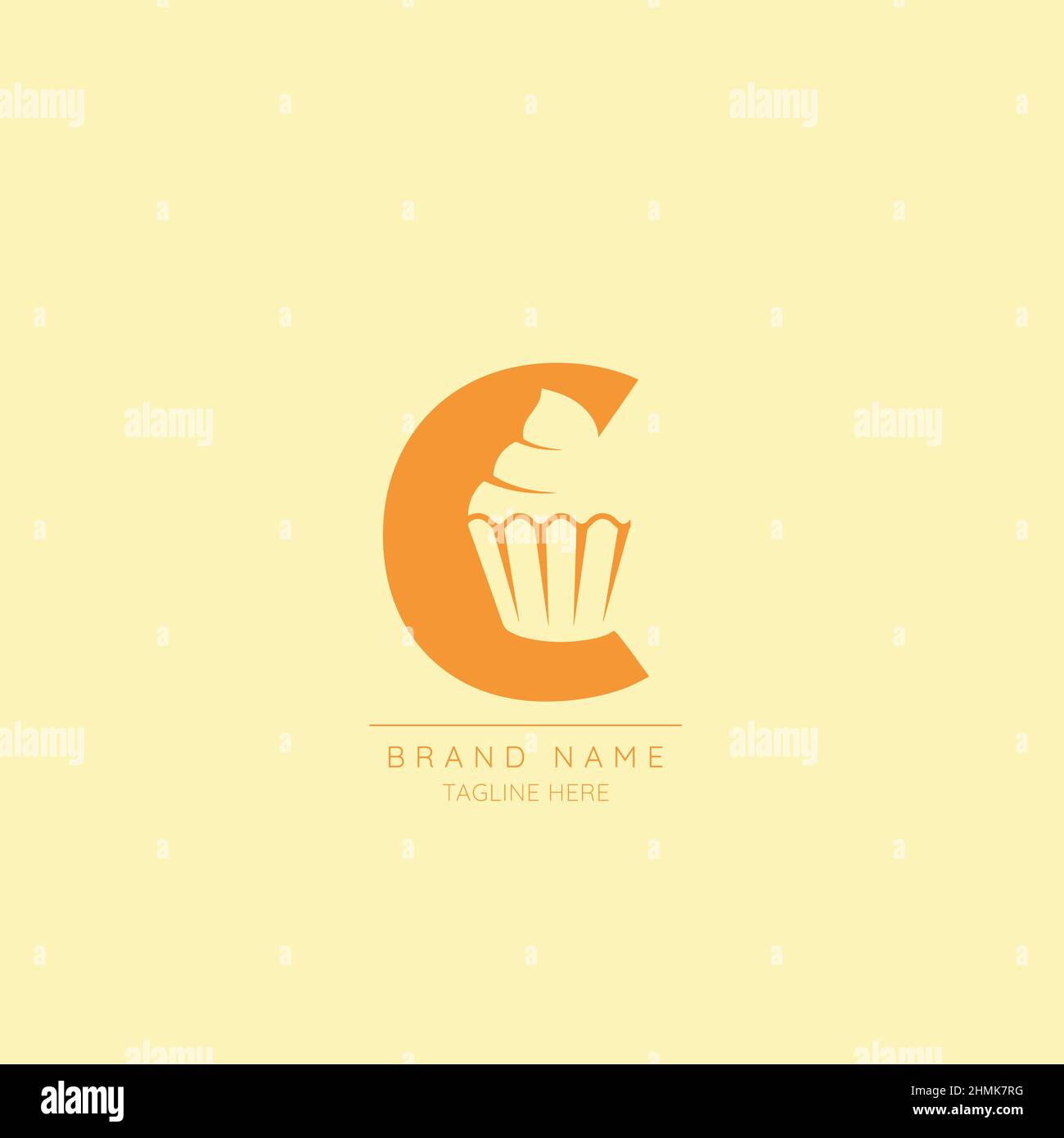 Lettera iniziale minima C con cupcake incorporato. Negativo spazio astratto stile moderno vettore modificabile Illustrazione Vettoriale