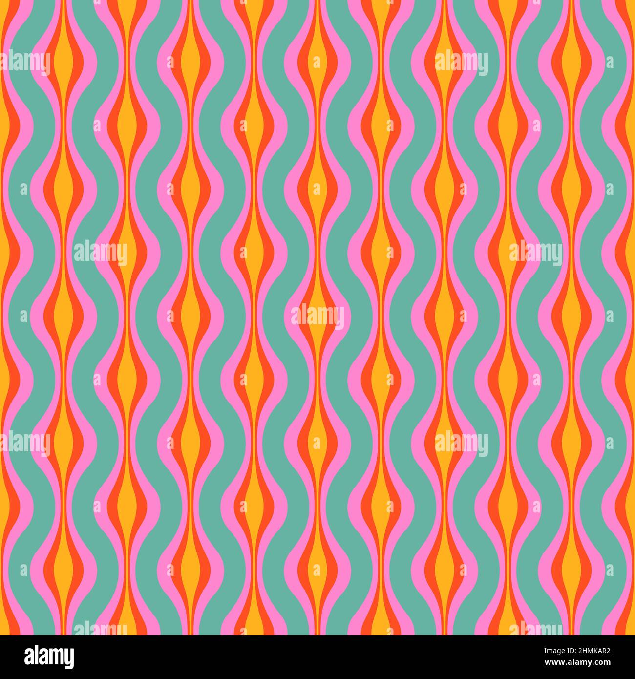 70s Pattern Seamless Vector sfondo colorato di ghirlande Illustrazione Vettoriale