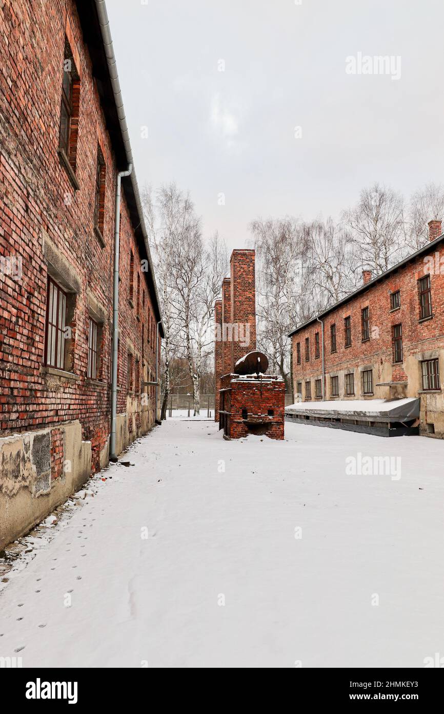 Auschwitz i, Polonia Foto Stock