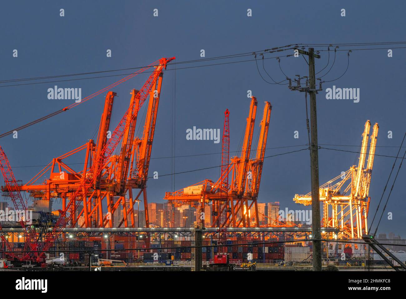 Port Metro Vancouver, Vanterm Container Terminal, Vancouver, British Columbia, Canada Foto Stock