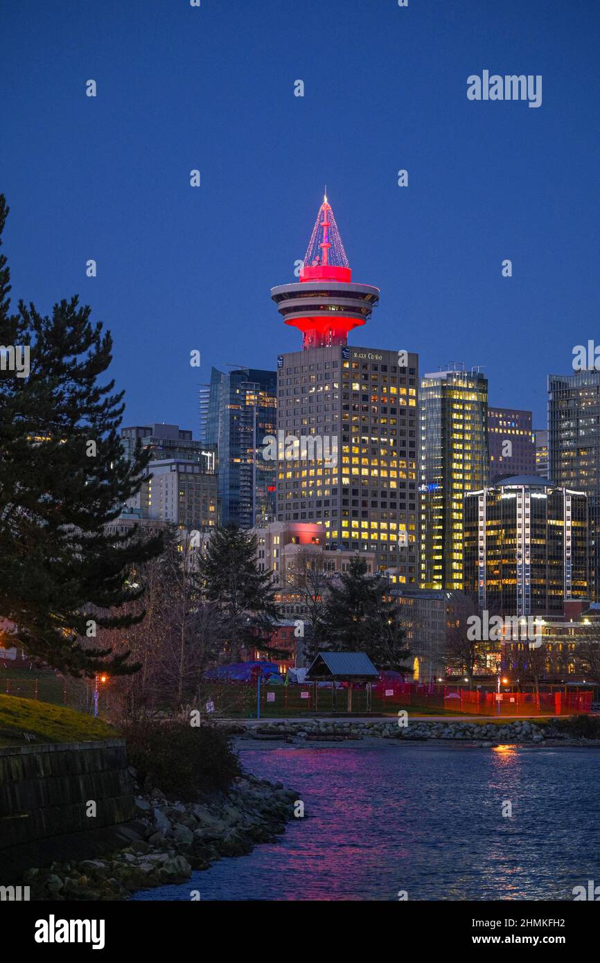 Centro del porto torre, downtown Vancouver, British Columbia, Canada Foto Stock