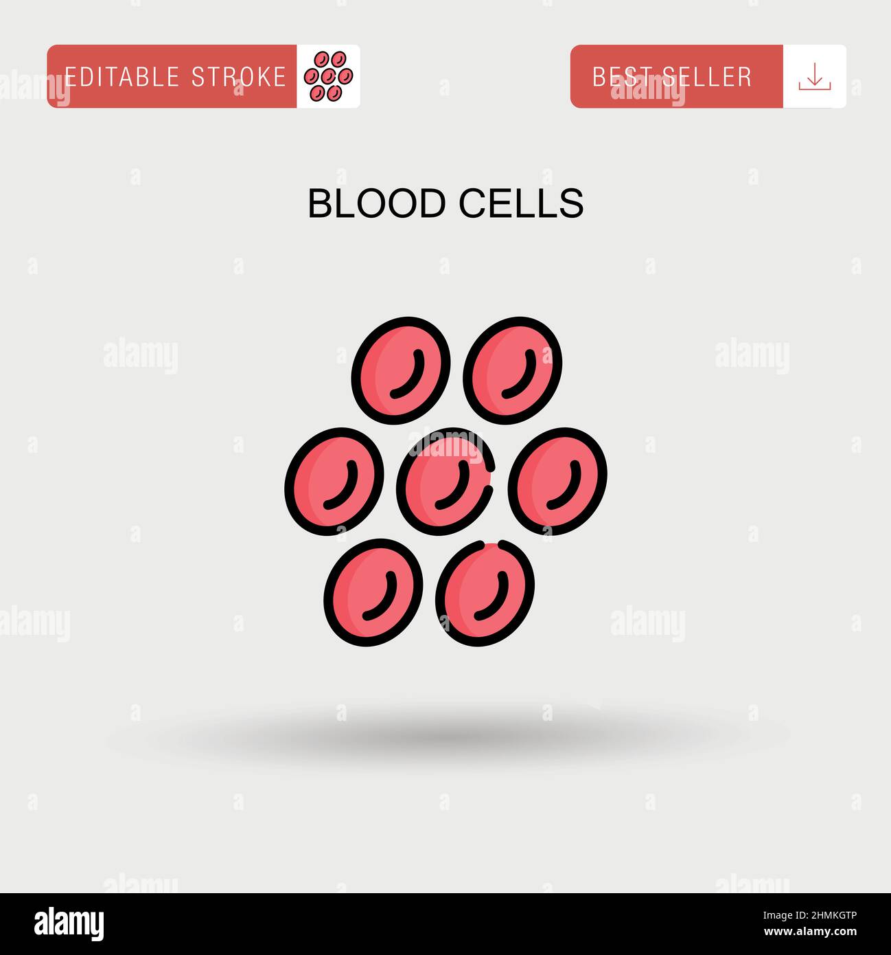 Icona del vettore semplice delle cellule del sangue. Illustrazione Vettoriale