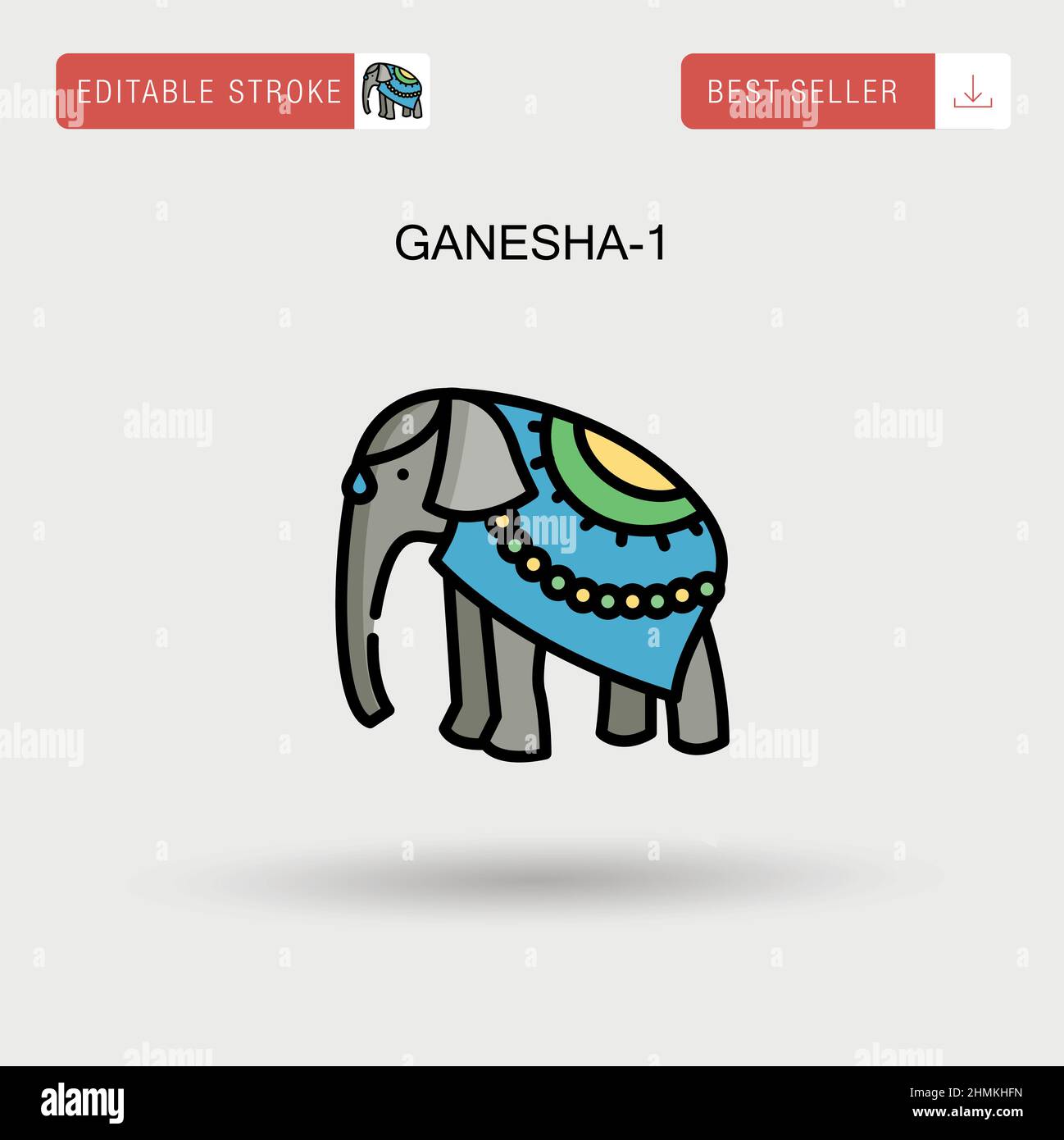 Ganesha-1 icona vettore semplice. Illustrazione Vettoriale