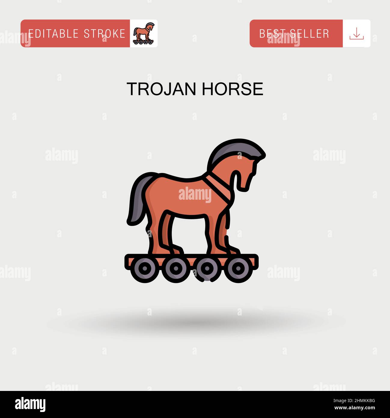 Cavallo di Troia semplice icona vettoriale. Illustrazione Vettoriale