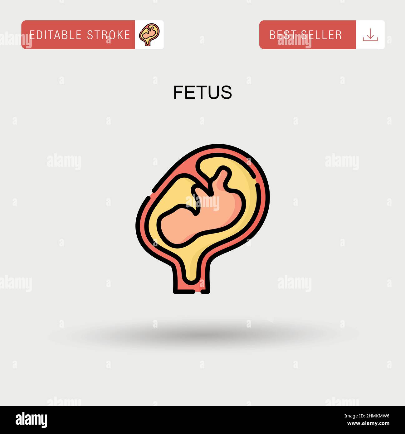 Icona vettore semplice feto. Illustrazione Vettoriale
