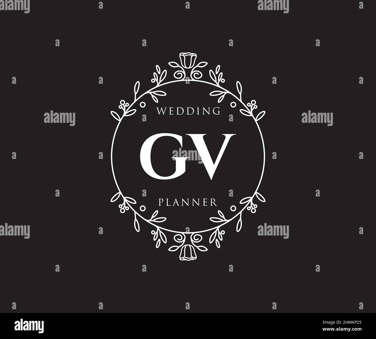GV iniziali lettera Wedding monogramma collezione loghi, disegnati a mano moderni minimalistici e modelli floreali per carte di invito, Salva la data, elegante Illustrazione Vettoriale