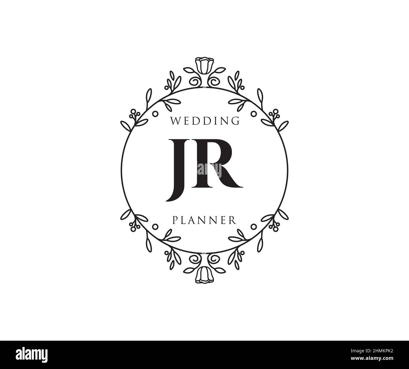 JR iniziali lettera Wedding monogramma collezione loghi, disegnati a mano moderno minimalista e modelli floreali per carte di invito, Salva la data, elegante Illustrazione Vettoriale