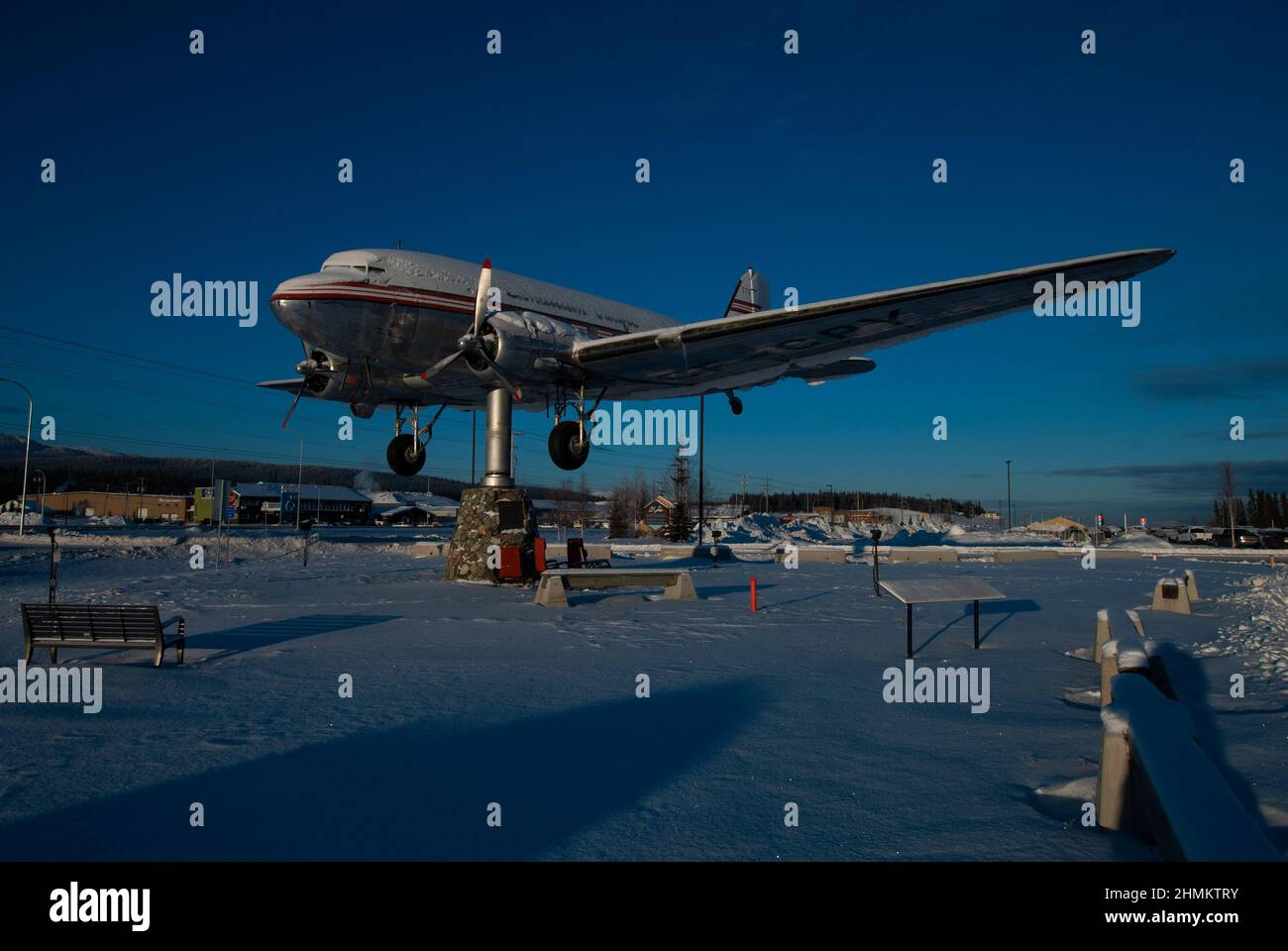 Douglas DC-3 al Museo dei Trasporti di Yukon a Whitehorse, Yukon, Canada Foto Stock
