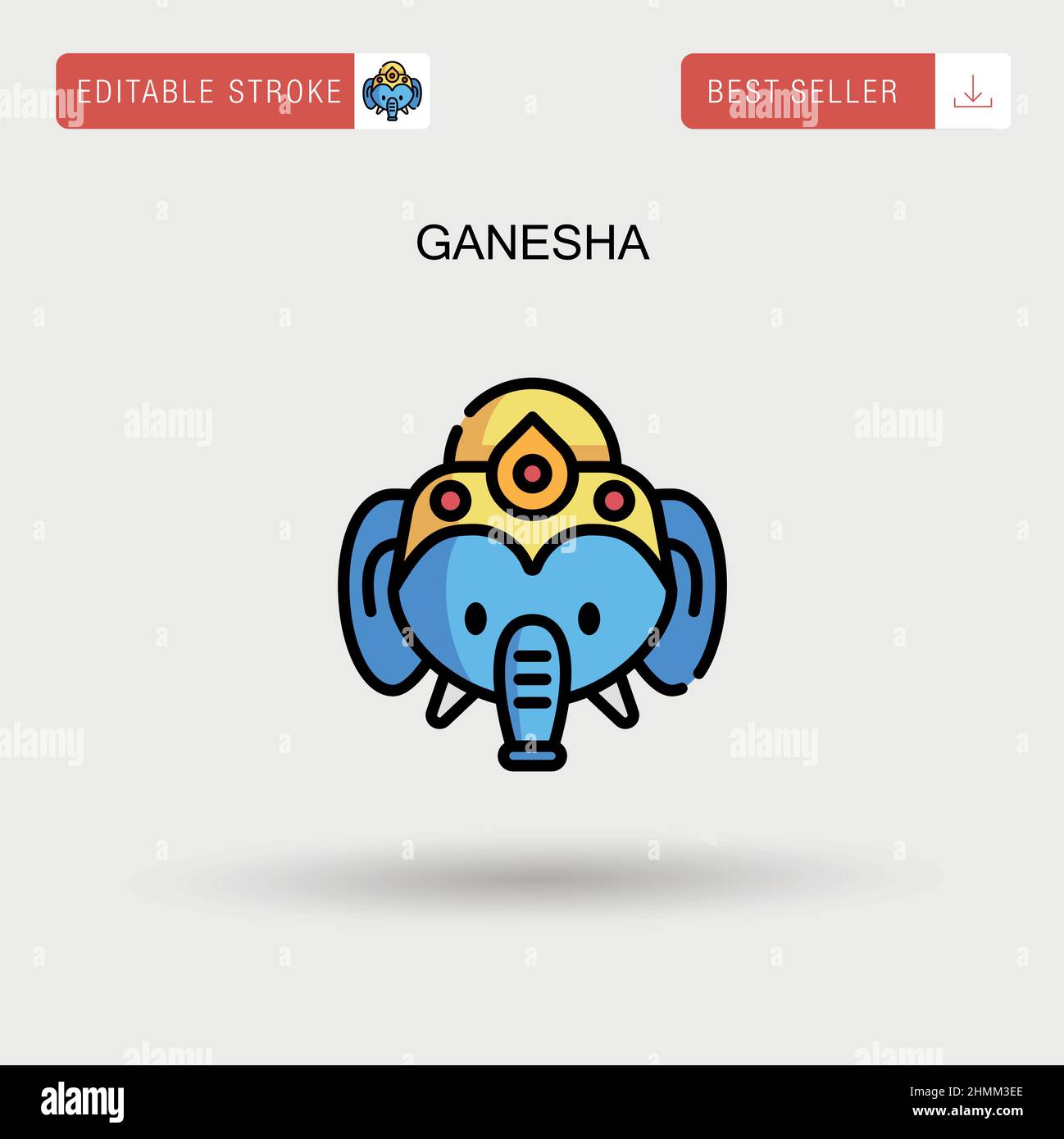 Icona del vettore semplice di Ganesha. Illustrazione Vettoriale