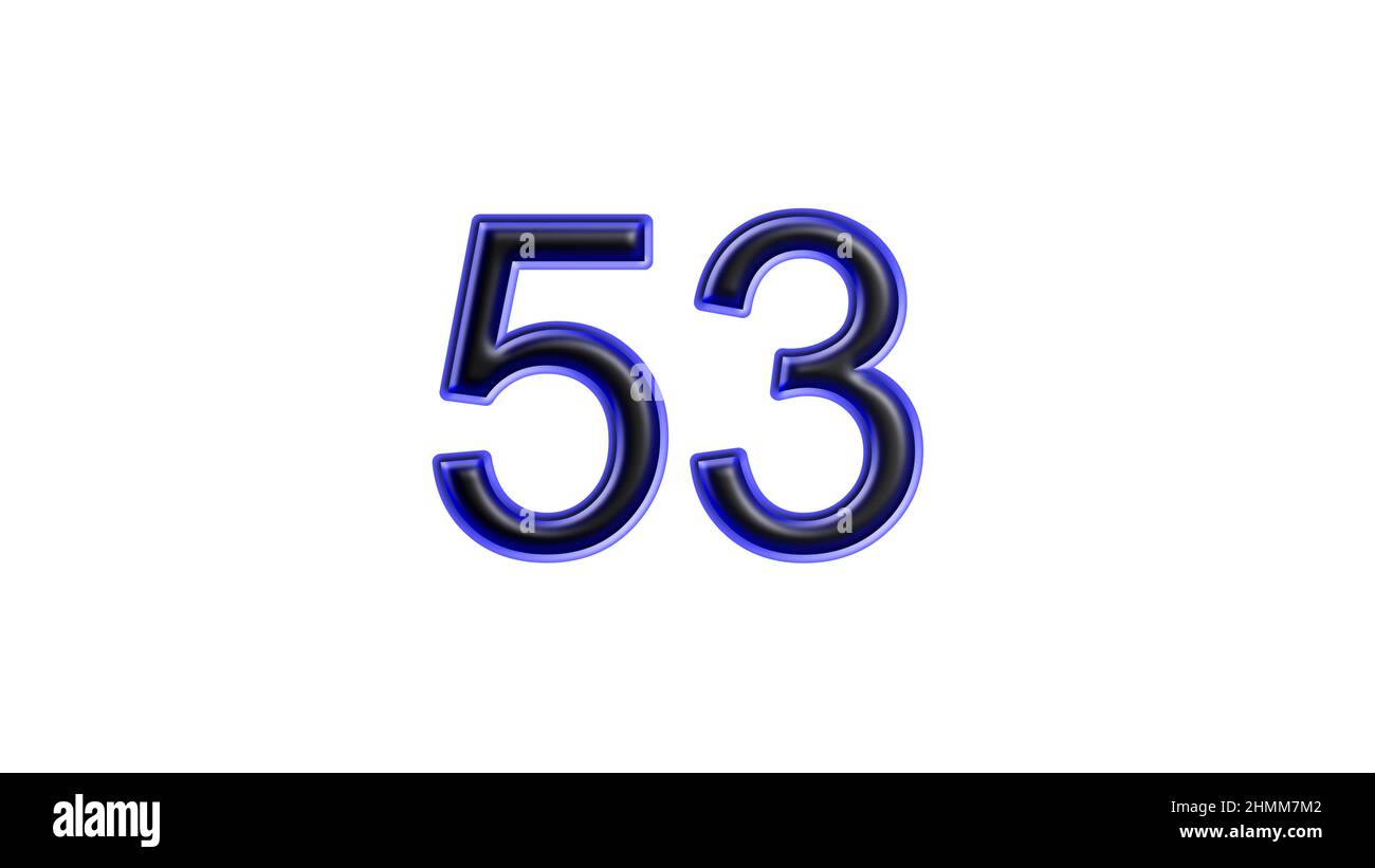 blu 53 numero 3d effetto sfondo bianco Foto Stock