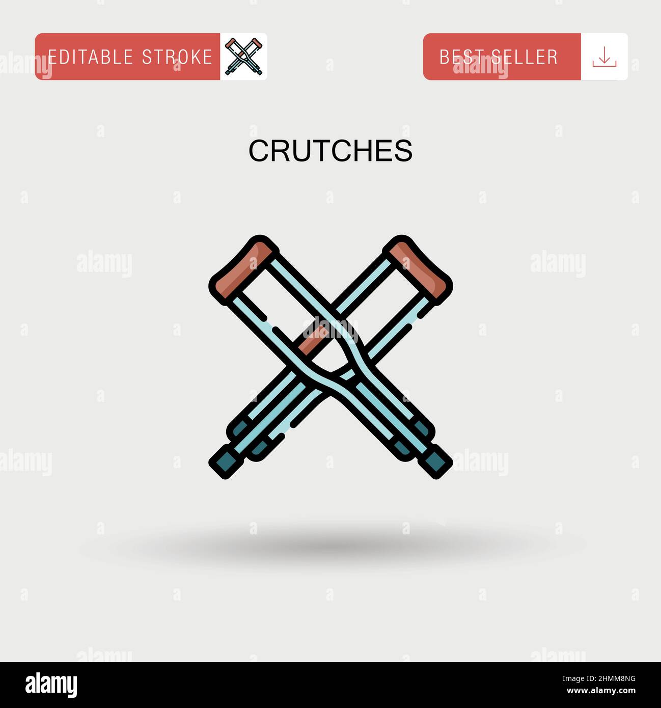 Crutches semplice icona vettoriale. Illustrazione Vettoriale