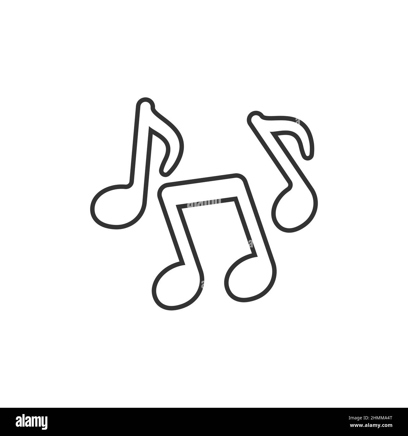 Icona Music note in stile piatto. Illustrazione del vettore di canzone su sfondo bianco isolato. Il concetto di business del segno del musicista. Illustrazione Vettoriale