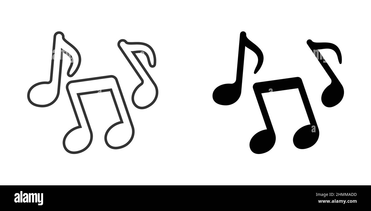 Icona Music note in stile piatto. Illustrazione del vettore di canzone su sfondo bianco isolato. Il concetto di business del segno del musicista. Illustrazione Vettoriale
