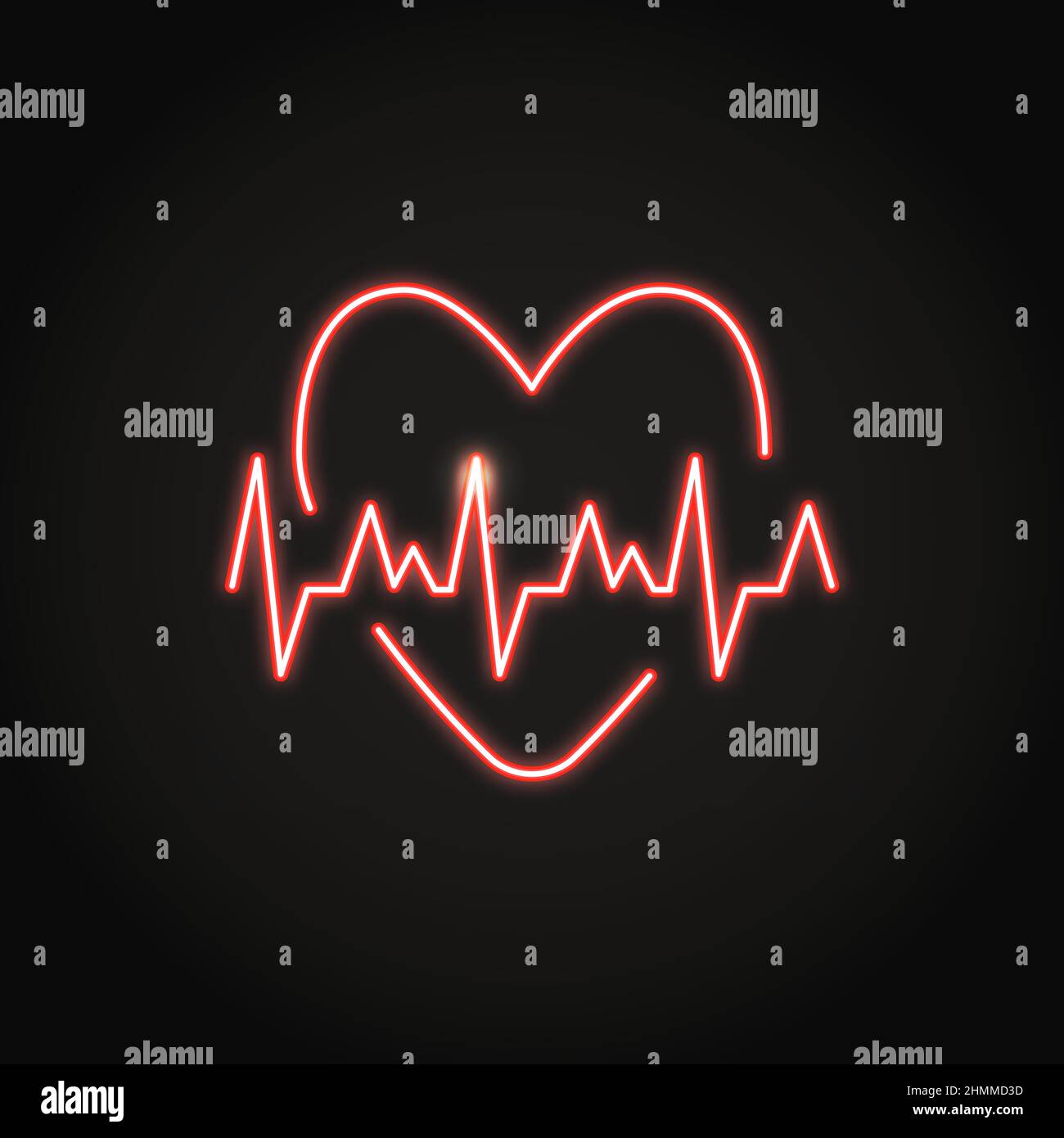 Neon Racing heartbeat icona in linea stile. Simbolo del polso cardiaco. Illustrazione vettoriale. Illustrazione Vettoriale