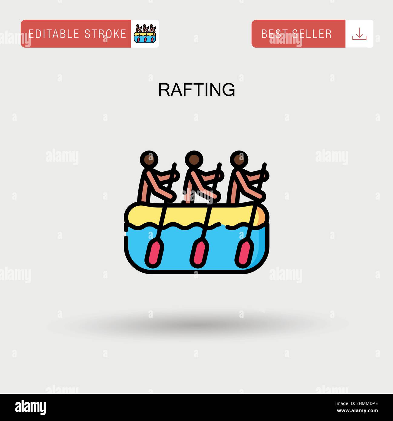 Rafting semplice icona vettoriale. Illustrazione Vettoriale