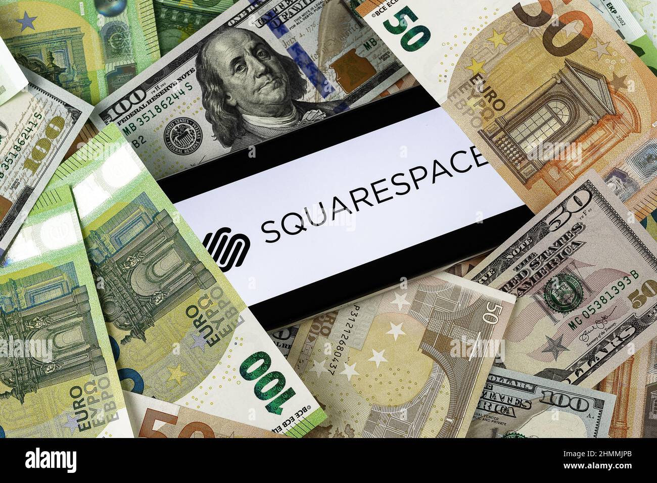 Editoriale di Squasrespace. Foto illustrativa per le notizie circa Squarespace - un costruttore americano di Web site ed il servizio di ospitalità Foto Stock