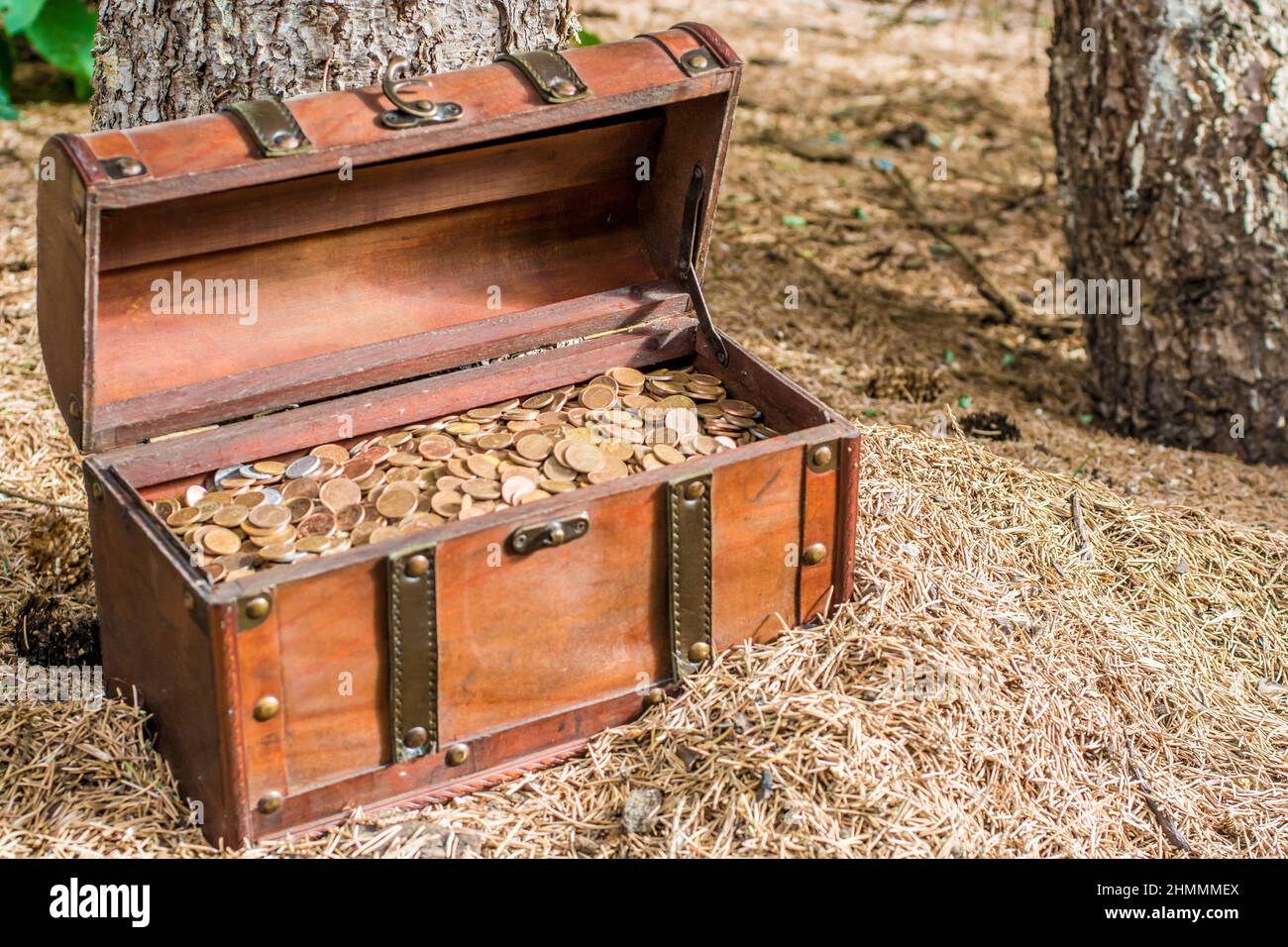 Cassettiera nascosta con tesoro prezioso Foto Stock