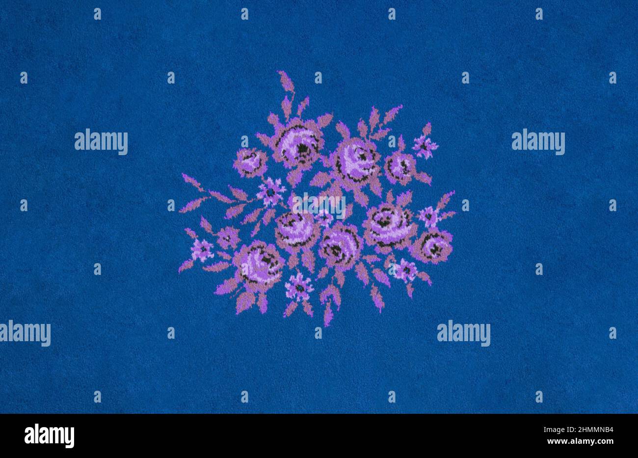 Tessuto di tappeto blu, ornamento floreale astratto Foto Stock