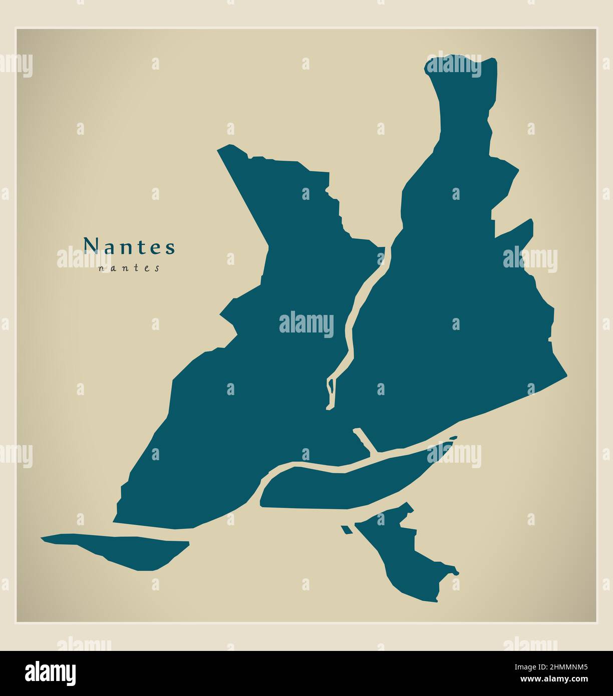 Mappa della città moderna - Nantes città di Francia Illustrazione Vettoriale