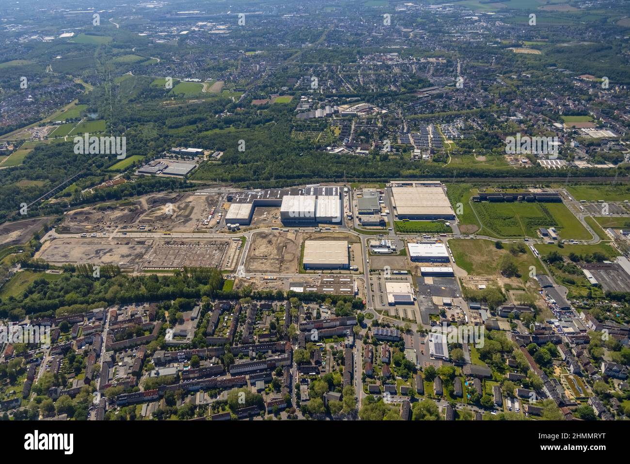 Foto aerea, Schalker Verein, Gelsenkirchen-Bulmke-Hüllen, Gelsenkirchen, zona della Ruhr, Renania settentrionale-Vestfalia, Germania, DE, Europa, vista degli uccelli, ae Foto Stock
