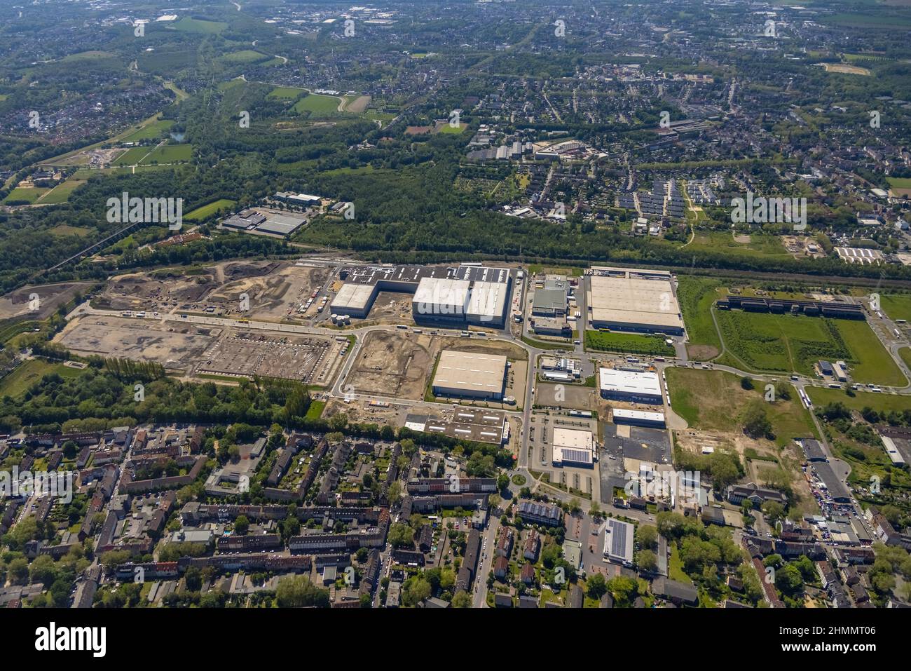 Foto aerea, Schalker Verein, Gelsenkirchen-Bulmke-Hüllen, Gelsenkirchen, zona della Ruhr, Renania settentrionale-Vestfalia, Germania, DE, Europa, vista degli uccelli, ae Foto Stock