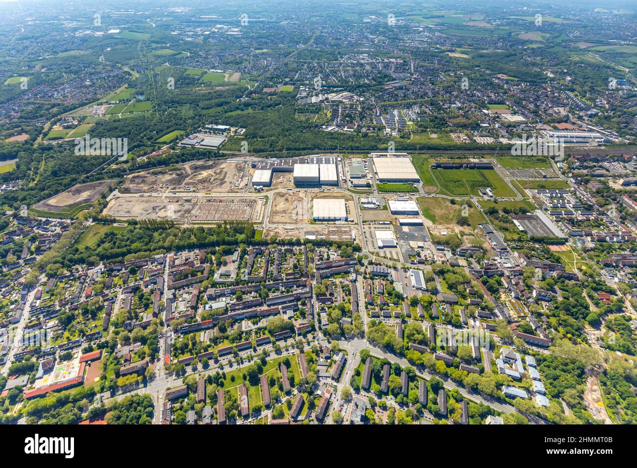 Foto aerea, Schalker Verein, Gelsenkirchen-Bulmke-Hüllen, Gelsenkirchen, zona della Ruhr, Renania settentrionale-Vestfalia, Germania, DE, Europa, vista degli uccelli, ae Foto Stock