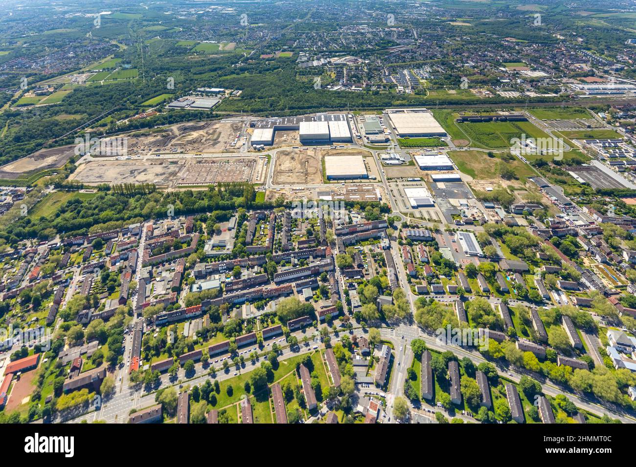 Foto aerea, Schalker Verein, Gelsenkirchen-Bulmke-Hüllen, Gelsenkirchen, zona della Ruhr, Renania settentrionale-Vestfalia, Germania, DE, Europa, vista degli uccelli, ae Foto Stock