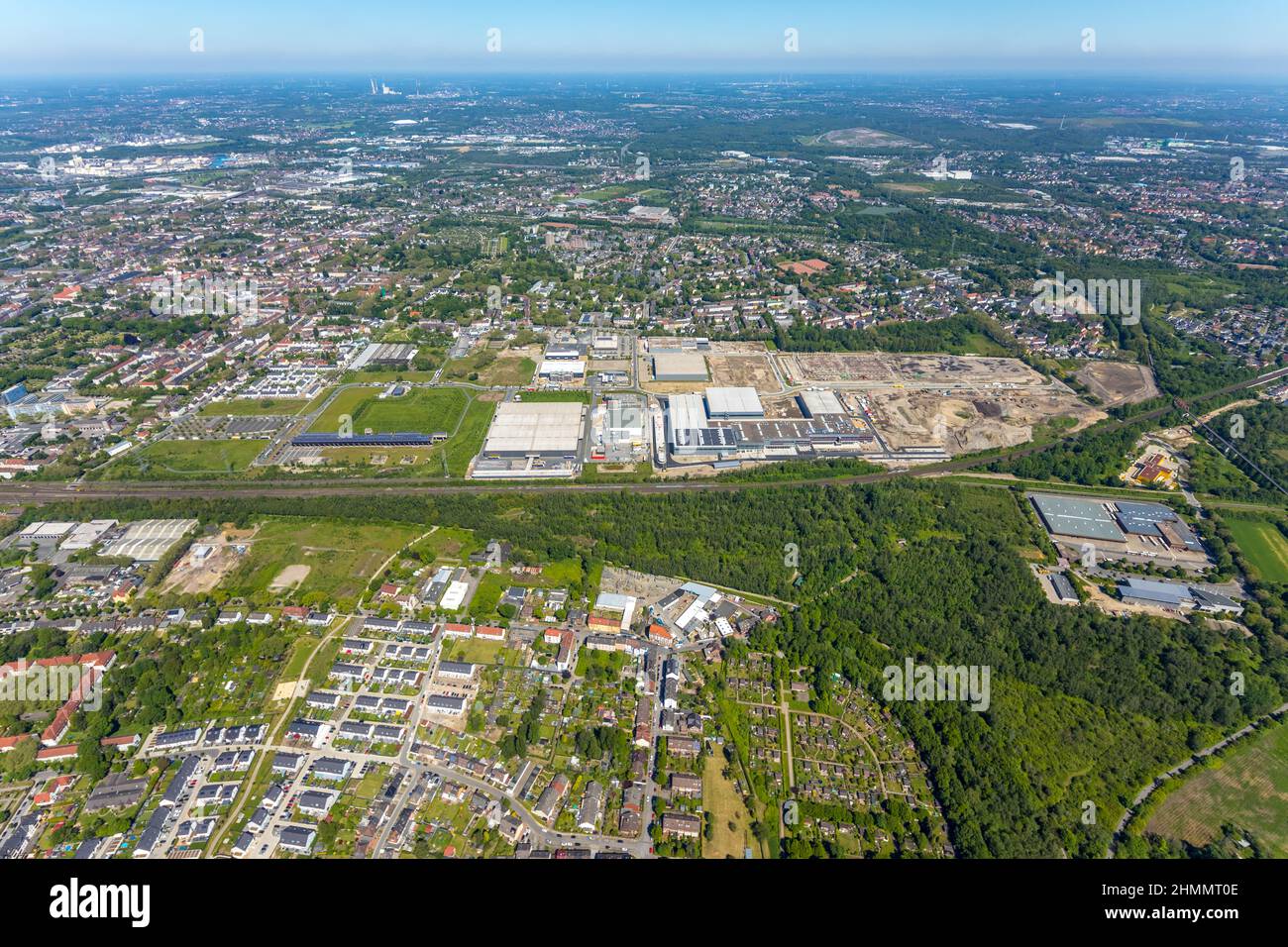 Foto aerea, Schalker Verein, Gelsenkirchen-Bulmke-Hüllen, Gelsenkirchen, zona della Ruhr, Renania settentrionale-Vestfalia, Germania, DE, Europa, vista degli uccelli, ae Foto Stock